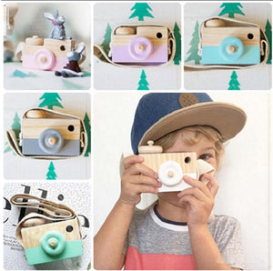 Cute Wooden Toy Camera Baby Kids Hanging Camera Photography Prop Decoration Children Educational Toy Birthday Christmas Gifts - giftsboxes